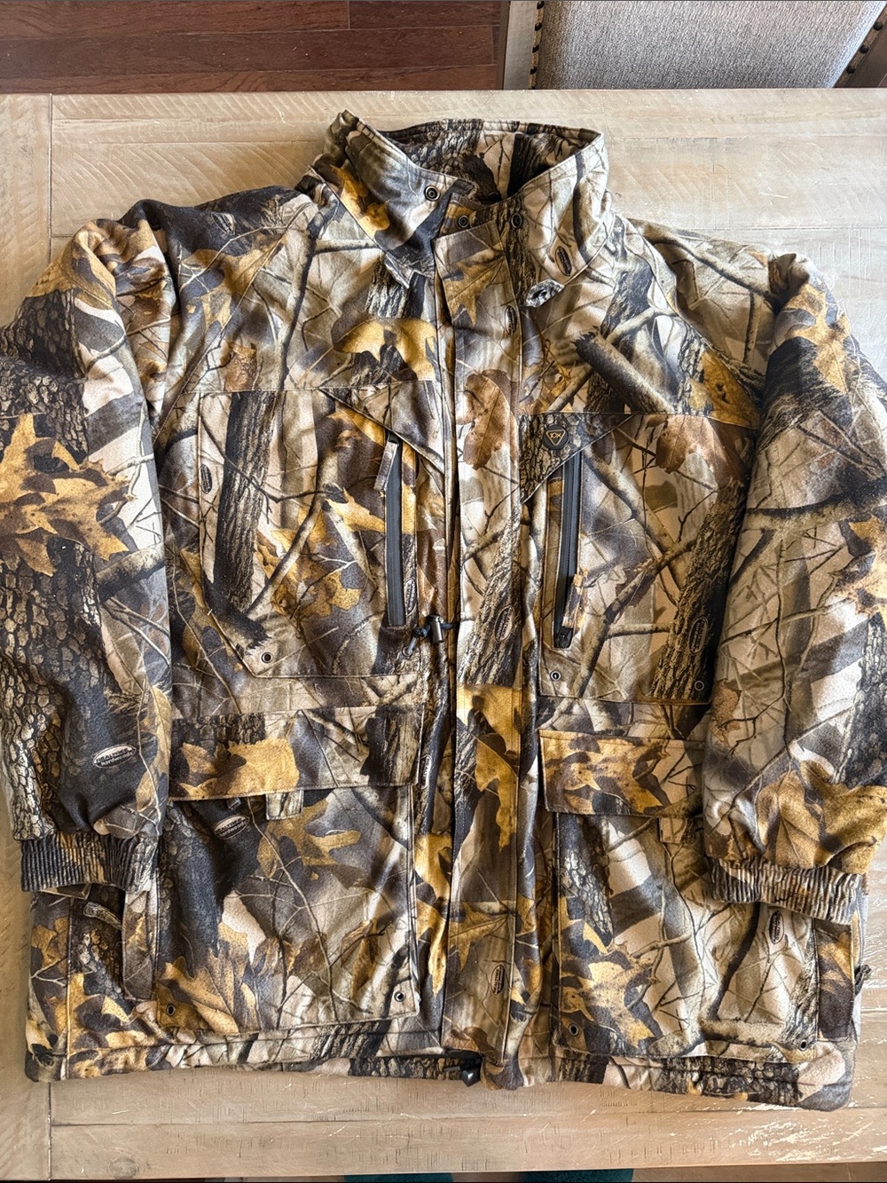 Camo Winter Jacket — Brown/Green Leaf Print